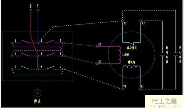 220v电动机正反转和倒顺开关接线原理图
