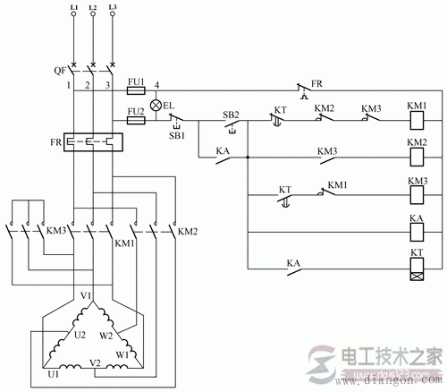 双速电动机的控制原理图